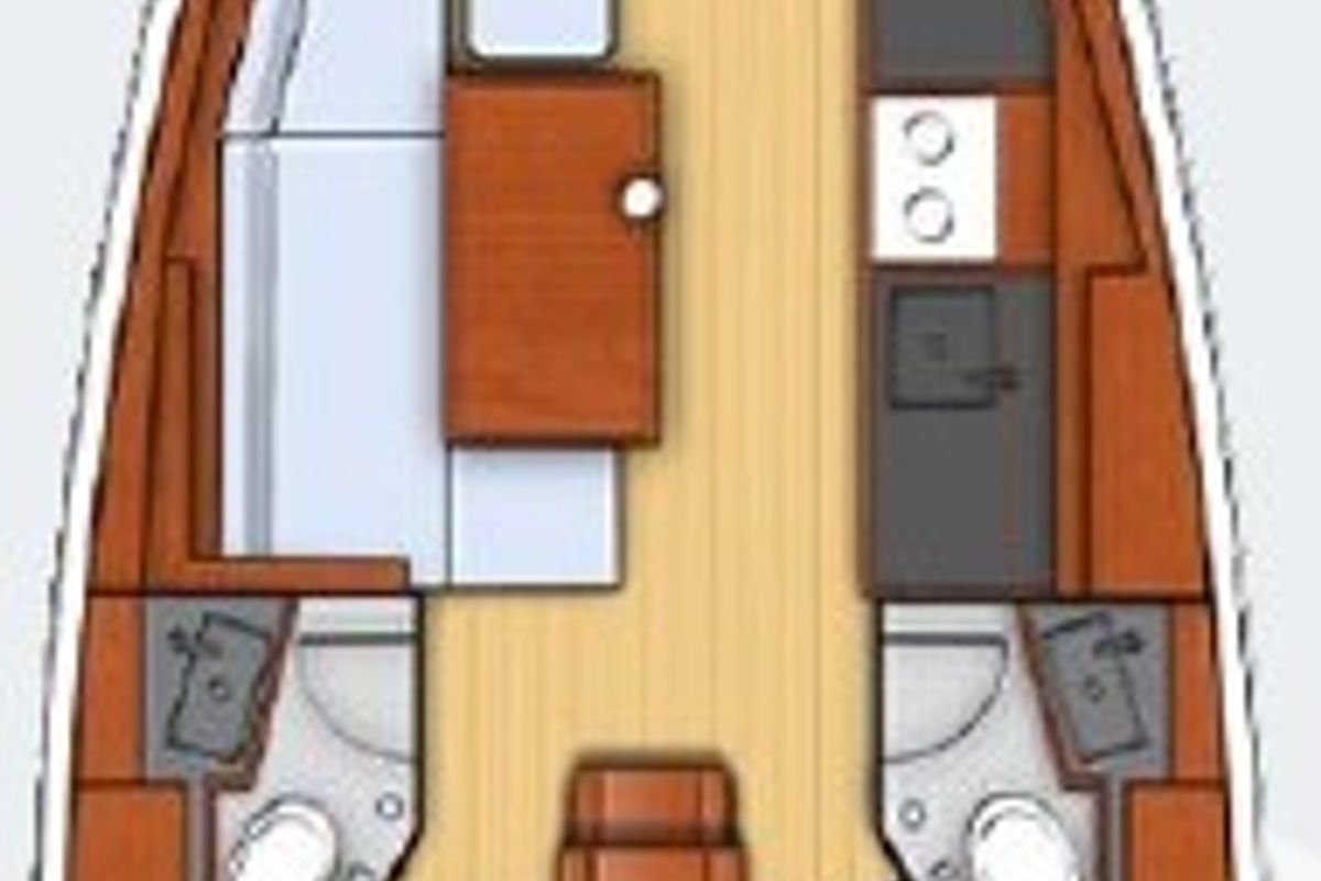 Floor plan of Stargazer, a Beneteau Oceanis 38.1 sailboat at Fethiye, Turkey