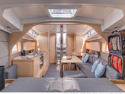 Salon of Stargazer, a Beneteau Oceanis 38.1 sailboat at Fethiye, Turkey
