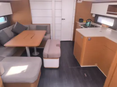 Salon of Momo, a Dufour 37 sailboat at Marmaris, Turkey