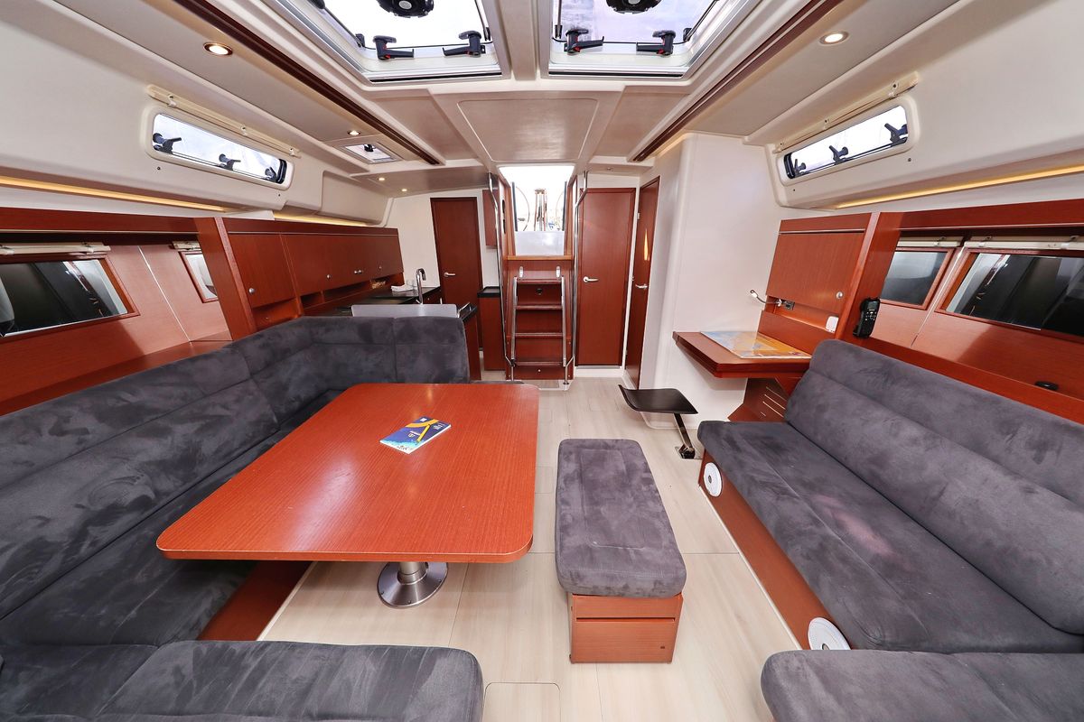 Salon of Panna, a Hanse Yachts Hanse 455 sailboat at Grad Biograd na Moru, Croatia