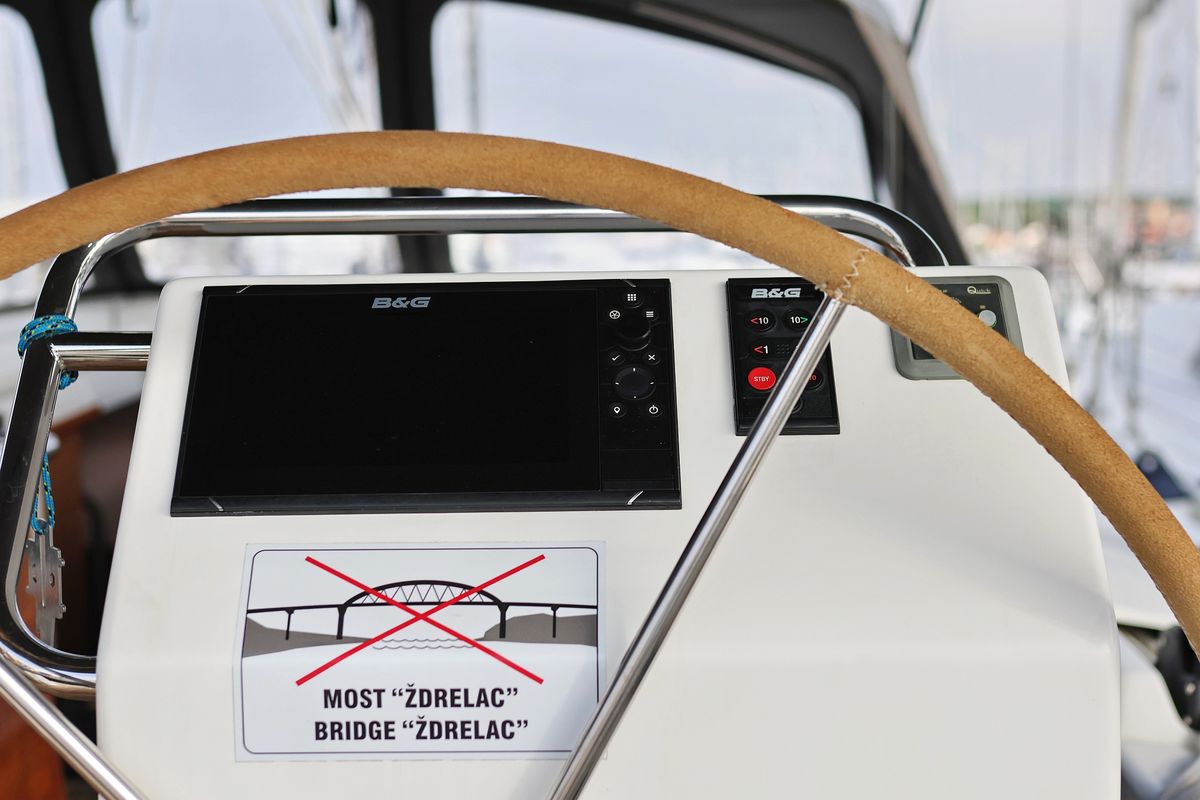 Cockpit of Panna, a Hanse Yachts Hanse 455 sailboat at Grad Biograd na Moru, Croatia