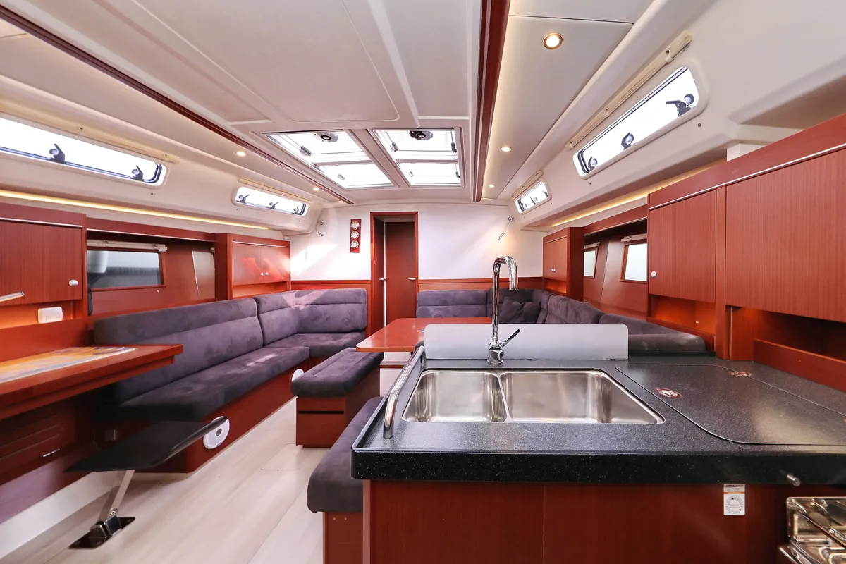 Salon of Panna, a Hanse Yachts Hanse 455 sailboat at Grad Biograd na Moru, Croatia