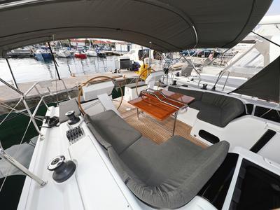 Deck of Panna, a Hanse Yachts Hanse 455 sailboat at Grad Biograd na Moru, Croatia