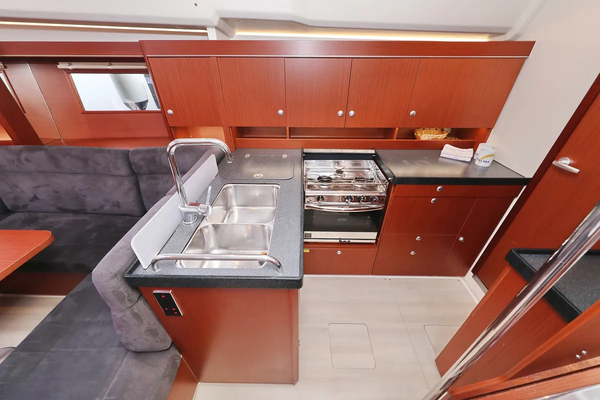 Galley of Panna, a Hanse Yachts Hanse 455 sailboat at Grad Biograd na Moru, Croatia