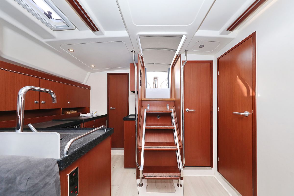 Salon of Panna, a Hanse Yachts Hanse 455 sailboat at Grad Biograd na Moru, Croatia