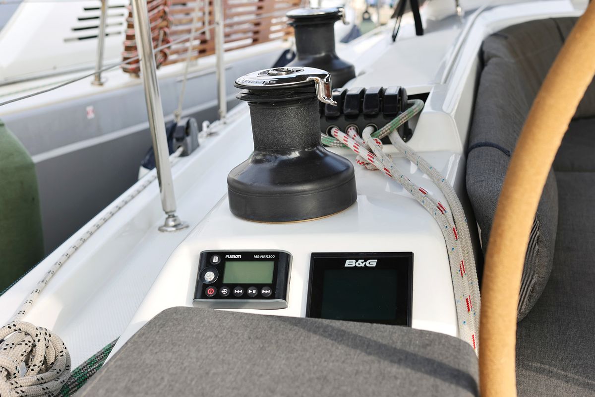 Cockpit of Panna, a Hanse Yachts Hanse 455 sailboat at Grad Biograd na Moru, Croatia