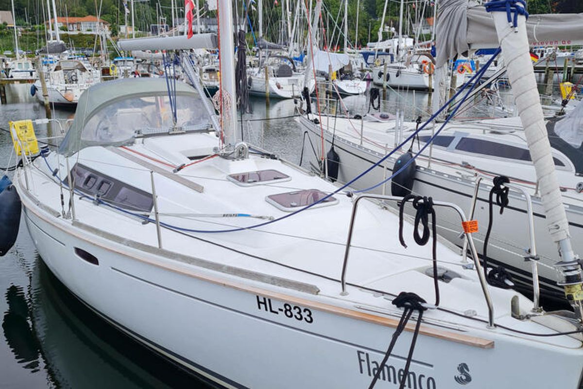 Exterior view of Flamenco, a Beneteau Oceanis 31 sailboat at Flensburg, Germany