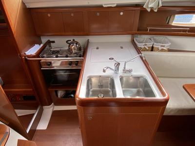 Galley of Flamenco, a Beneteau Oceanis 31 sailboat at Flensburg, Germany