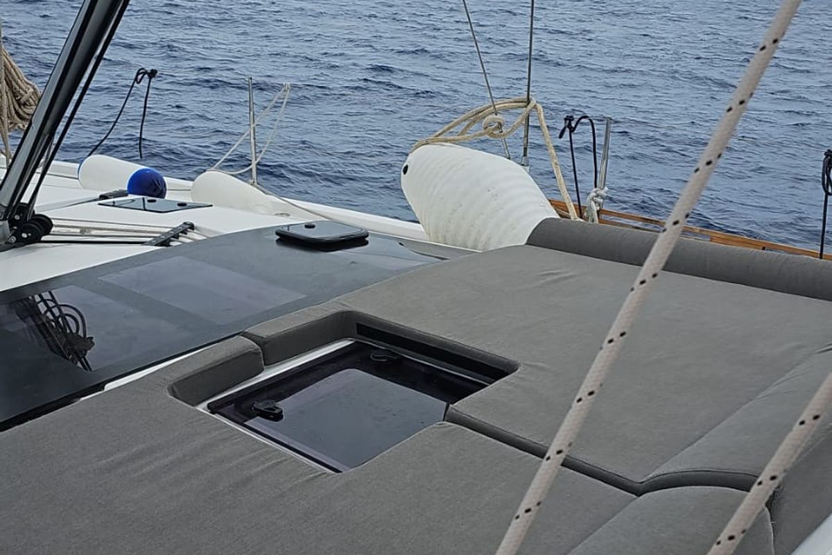 Deck of Amalia, a Dufour 470 sailboat at Skradin, Croatia