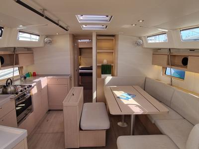 Salon of Entre Deux Poles, a Beneteau Oceanis 46.1 sailboat at Vallauris, France