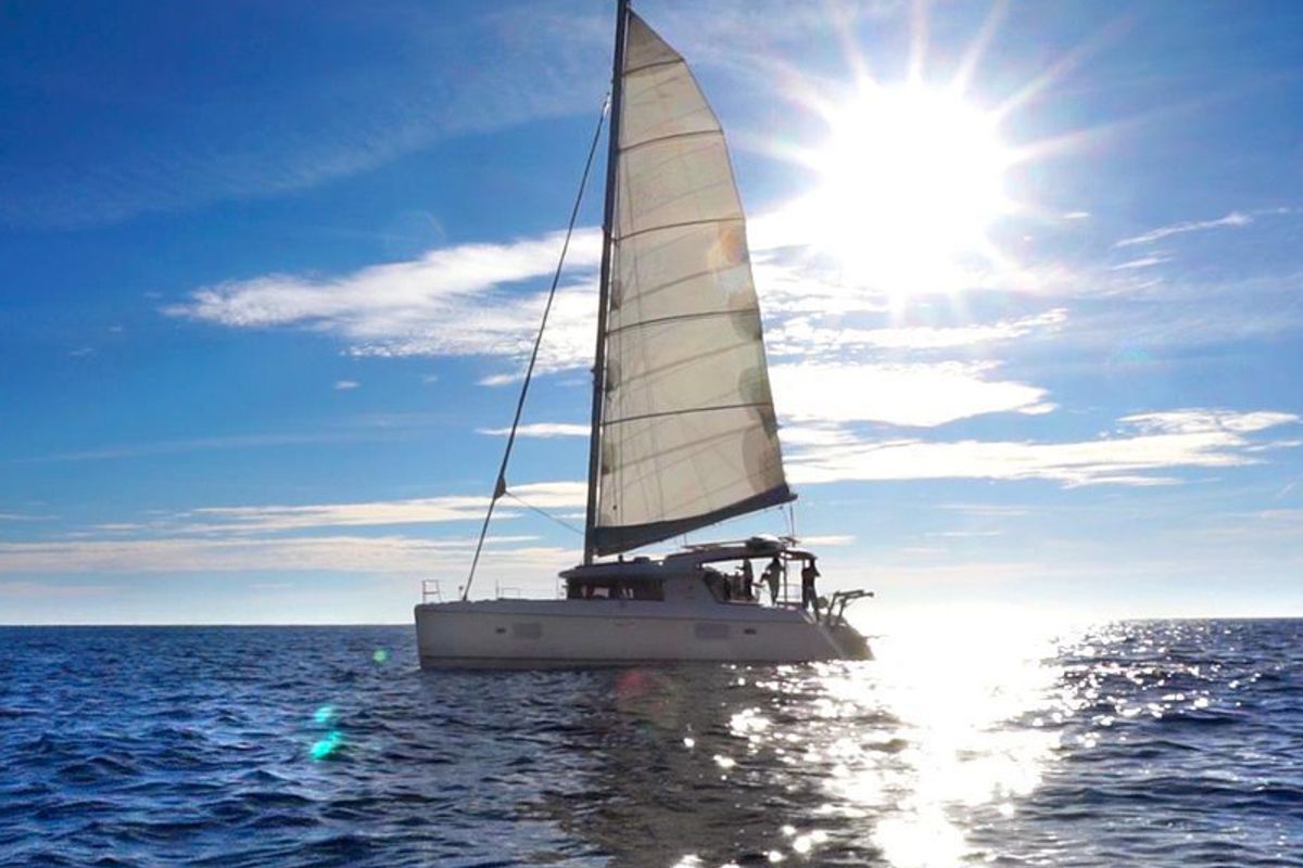 Exterior view of Nirvana, a Lagoon 421 catamaran at Municipal Unit of Lefkada, Greece