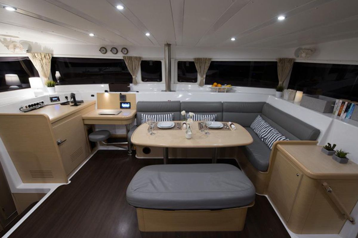 Salon of Nirvana, a Lagoon 421 catamaran at Municipal Unit of Lefkada, Greece