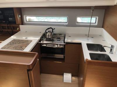 Galley of Tikal 3, a Jeanneau Sun Odyssey 440 sailboat at Municipal Unit of Lefkada, Greece