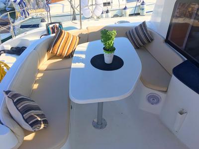 Deck of Victoria, a Fountaine Pajot Lavezzi 40 catamaran at Sithonia Municipal Unit, Greece