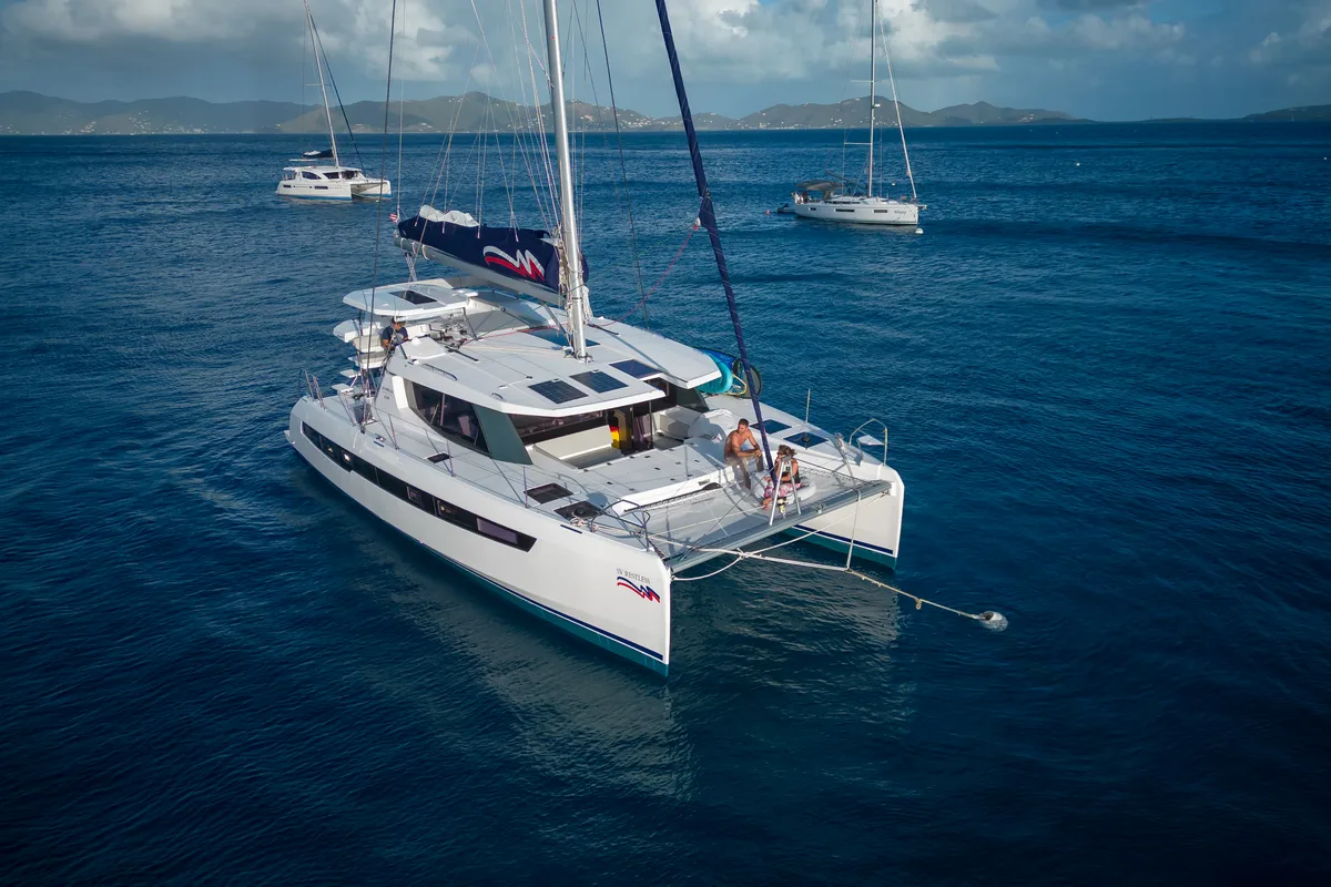 Exterior view of Moorings 4500L/10 Club, a Leopard 45 catamaran at Road Town, British Virgin Islands