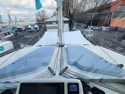 Cockpit of Deb Elli, a Lagoon 51 catamaran at Sant Antoni de Portmany, Spain