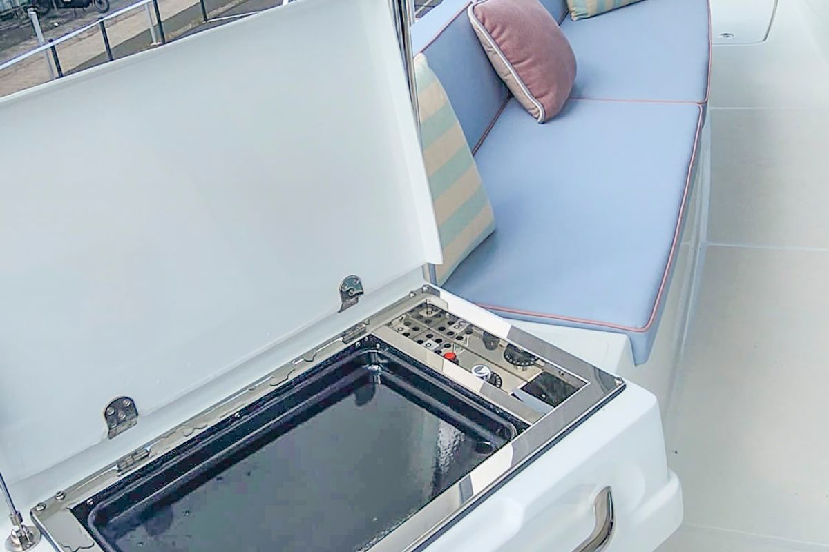 Galley of Deb Elli, a Lagoon 51 catamaran at Sant Antoni de Portmany, Spain