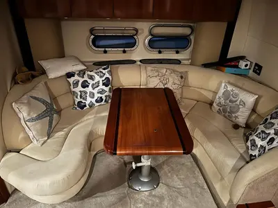 Salon of Elaine, a Sealine S38 motorboat at Athens, Greece