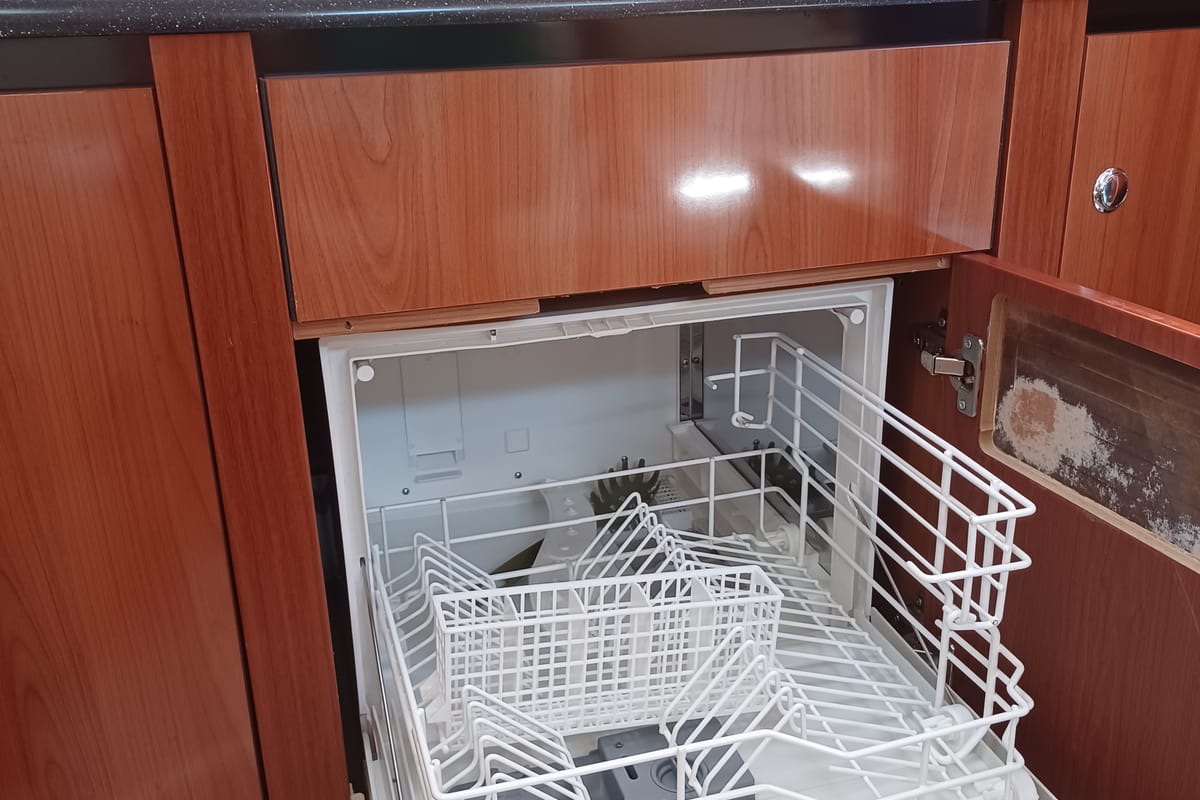 Galley of Elaine, a Sealine S38 motorboat at Athens, Greece