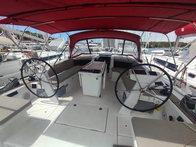 Cockpit of Ariel, a Beneteau Oceanis 46.1 sailboat at Općina Medulin, Croatia