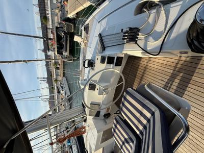 Cockpit of Blue Lagoon, a Bali 5.4 catamaran at Valencia, Spain