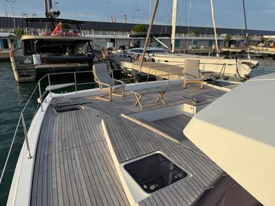 Deck of Blue Lagoon, a Bali 5.4 catamaran at Valencia, Spain