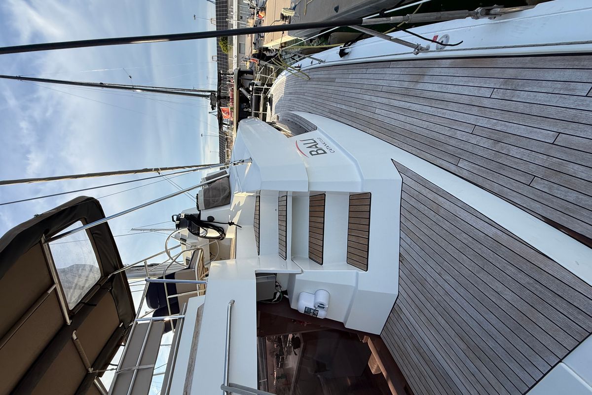 Deck of Blue Lagoon, a Bali 5.4 catamaran at Valencia, Spain
