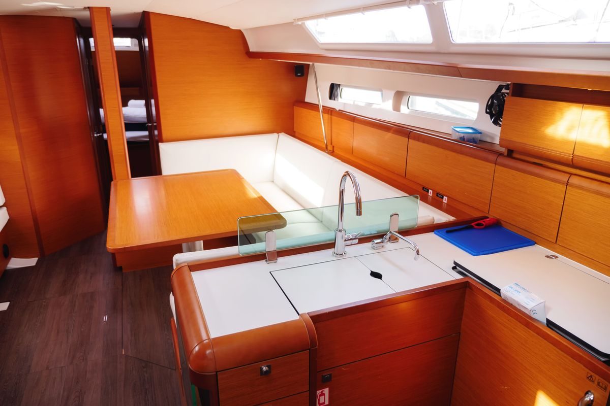Salon of Port Royal, a Jeanneau Sun Odyssey 449 sailboat at Rogač, Croatia