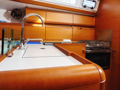 Galley of Port Royal, a Jeanneau Sun Odyssey 449 sailboat at Rogač, Croatia