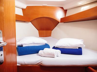 Cabin on Port Royal, a Jeanneau Sun Odyssey 449 sailboat at Rogač, Croatia