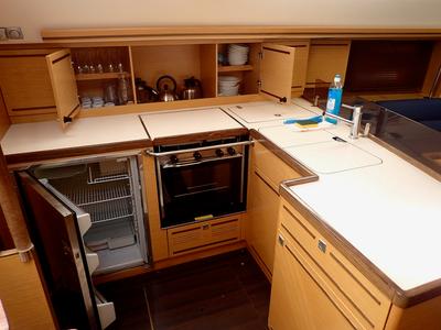 Galley of Moon Shadow, a Elan 444 Impression sailboat at Fethiye, Turkey