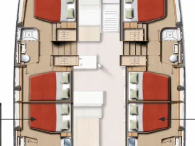 Floor plan of New, a Bali 5.2 catamaran at Općina Rogoznica, Croatia