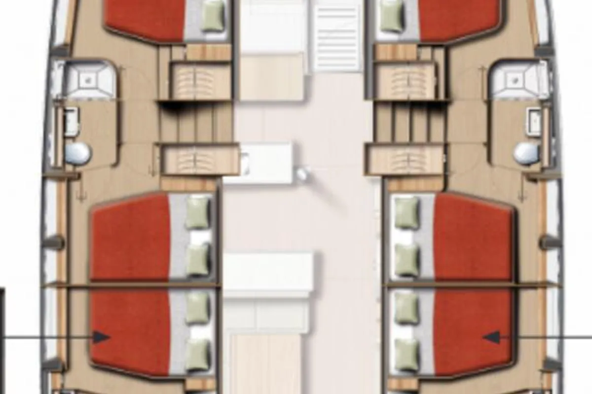 Floor plan of New, a Bali 5.2 catamaran at Općina Rogoznica, Croatia