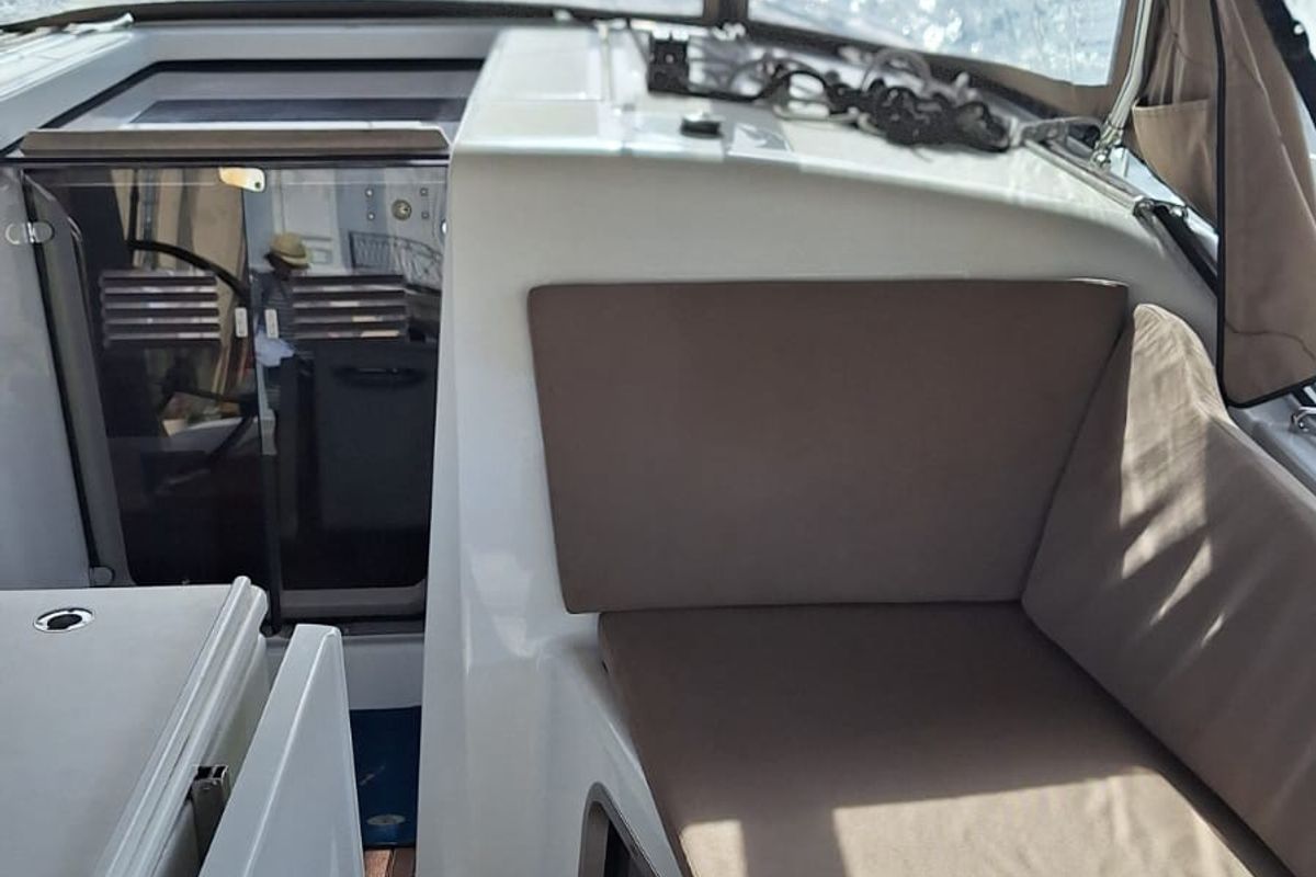 Cockpit of Iliada, a Jeanneau Sun Odyssey 410 sailboat at Municipal Unit of Palairos, Greece