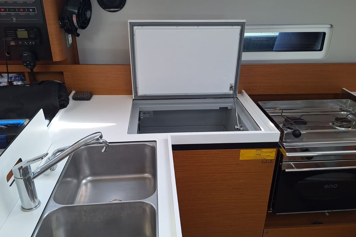 Galley of Iliada, a Jeanneau Sun Odyssey 410 sailboat at Municipal Unit of Palairos, Greece