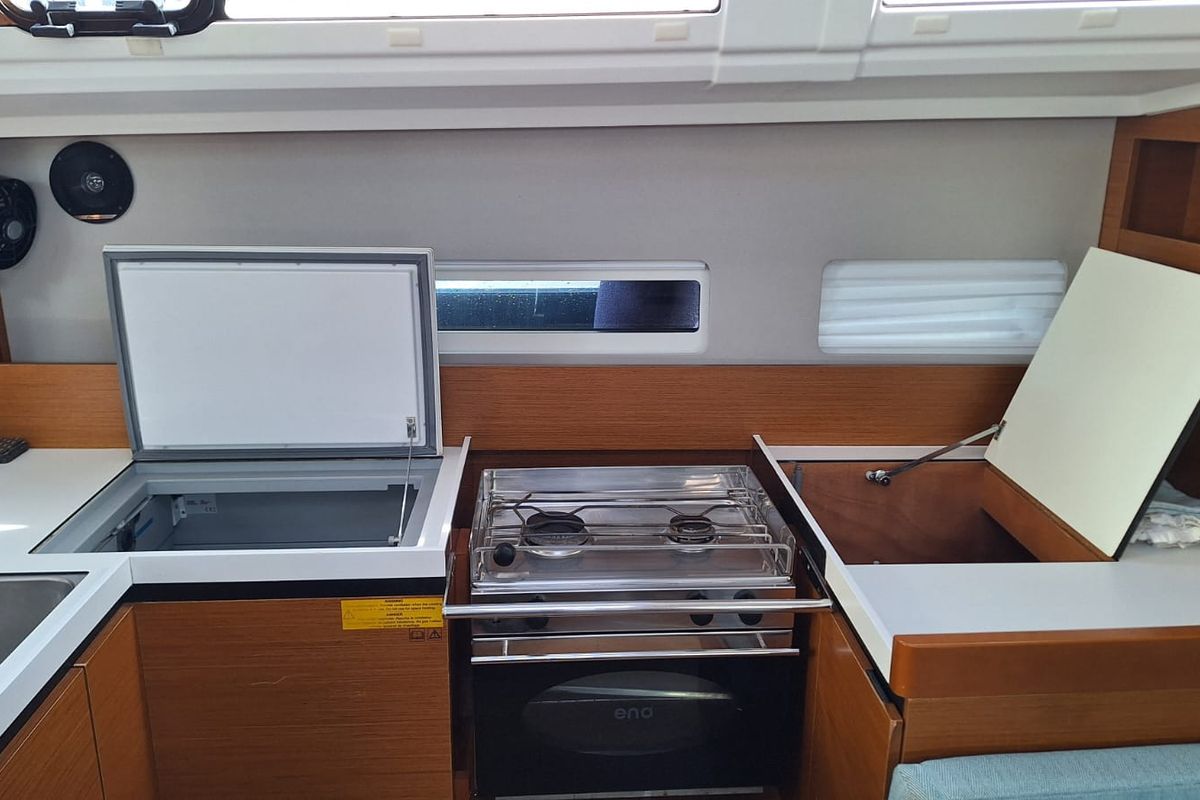 Galley of Iliada, a Jeanneau Sun Odyssey 410 sailboat at Municipal Unit of Palairos, Greece