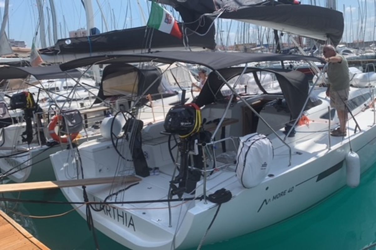 Exterior view of Larthia, a More Boats More 40 sailboat at Piombino, Italy