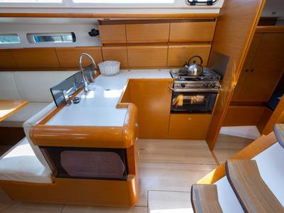 Galley of Kalypso, a Jeanneau Sun Odyssey 439 sailboat at Municipal Unit of Lefkada, Greece