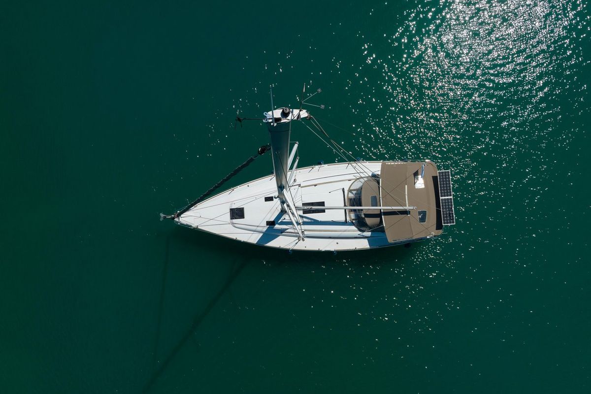 Exterior view of Kalypso, a Jeanneau Sun Odyssey 439 sailboat at Municipal Unit of Lefkada, Greece
