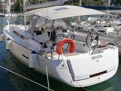 Exterior view of Arisaghia, a Jeanneau Sun Odyssey 449 sailboat at Agropoli, Italy