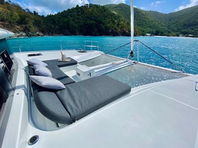 Deck of Maryna, a Lagoon 46 catamaran at Eden Island Marina, Seychelles