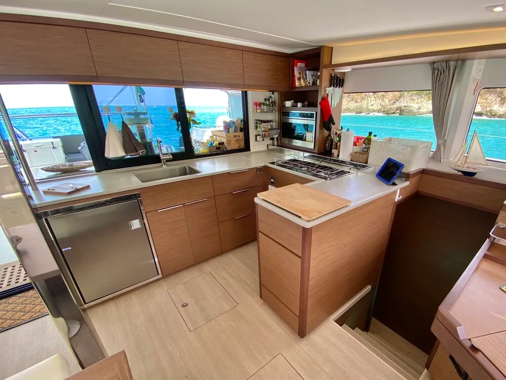 Galley of Maryna, a Lagoon 46 catamaran at Eden Island Marina, Seychelles
