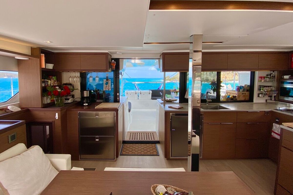 Galley of Maryna, a Lagoon 46 catamaran at Eden Island Marina, Seychelles