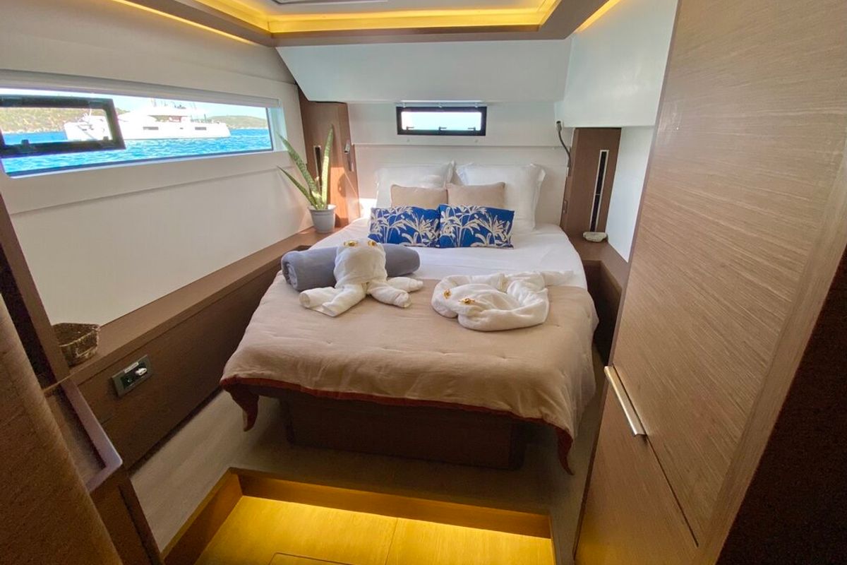 Cabin on Maryna, a Lagoon 46 catamaran at Eden Island Marina, Seychelles