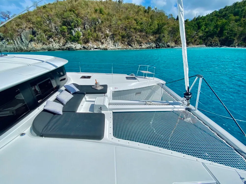 Deck of Maryna, a Lagoon 46 catamaran at Eden Island Marina, Seychelles