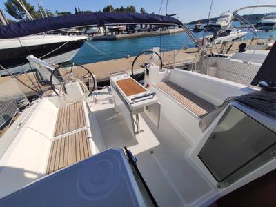 Cockpit of Citrea, a Beneteau Oceanis 38.1 sailboat at Općina Medulin, Croatia