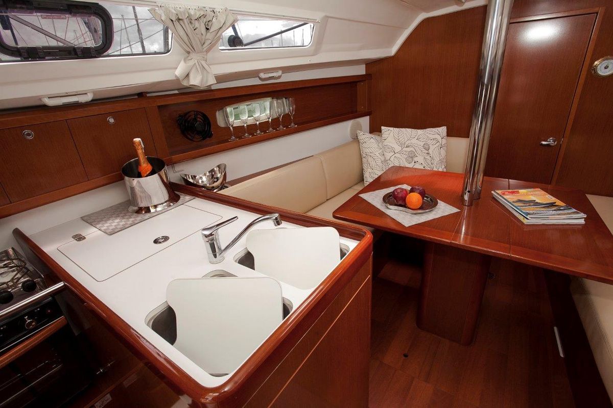 Galley of Moody Blues, a Beneteau Oceanis 31 sailboat at Municipal Unit of Lefkada, Greece