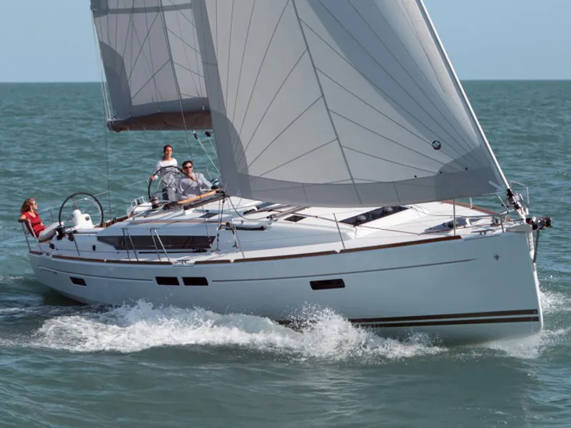 Exterior view of Hadi, a Jeanneau Sun Odyssey 469 sailboat at Athens, Marina Delta Kallithea, Greece