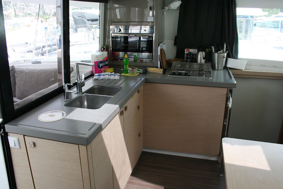 Galley of Admira, a Fountaine Pajot Lucia 40 catamaran at Seget Donji, Croatia