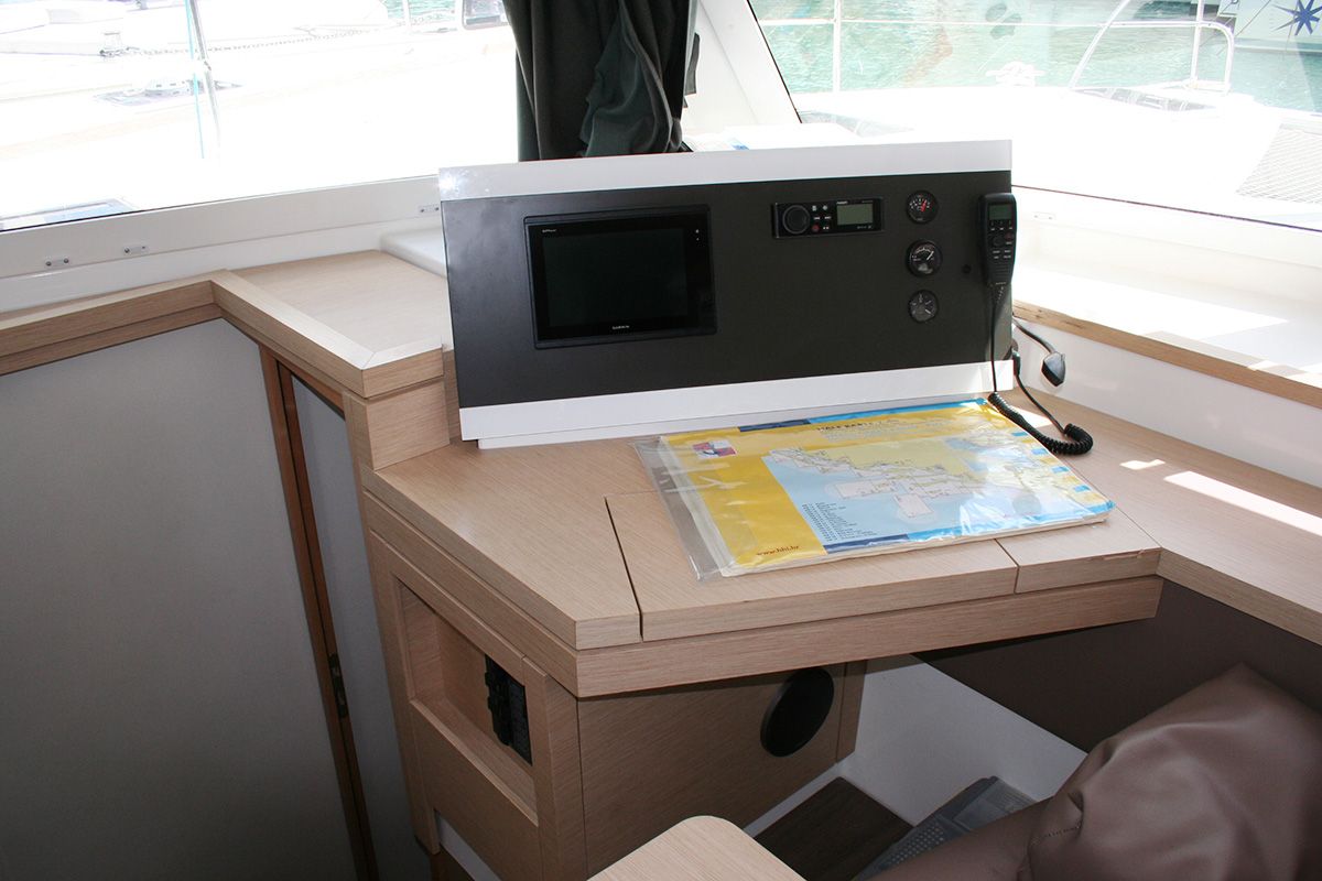 Salon of Admira, a Fountaine Pajot Lucia 40 catamaran at Seget Donji, Croatia